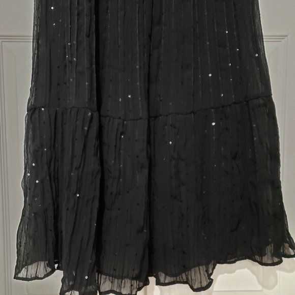 Vintage Ronni Nicole Tiered Sequin Black Skirt, M - Picture 2 of 6
